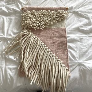 Pink and Cream Macrame Hanging Wall Tapestry